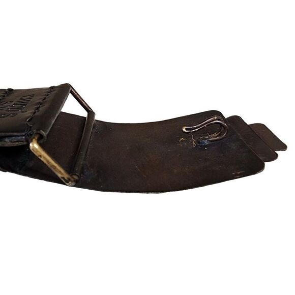 Chico’s- Black Braided Leather Ornate Rising Sun Big Buckle Medallion Belt, S/M - Picture 6 of 9